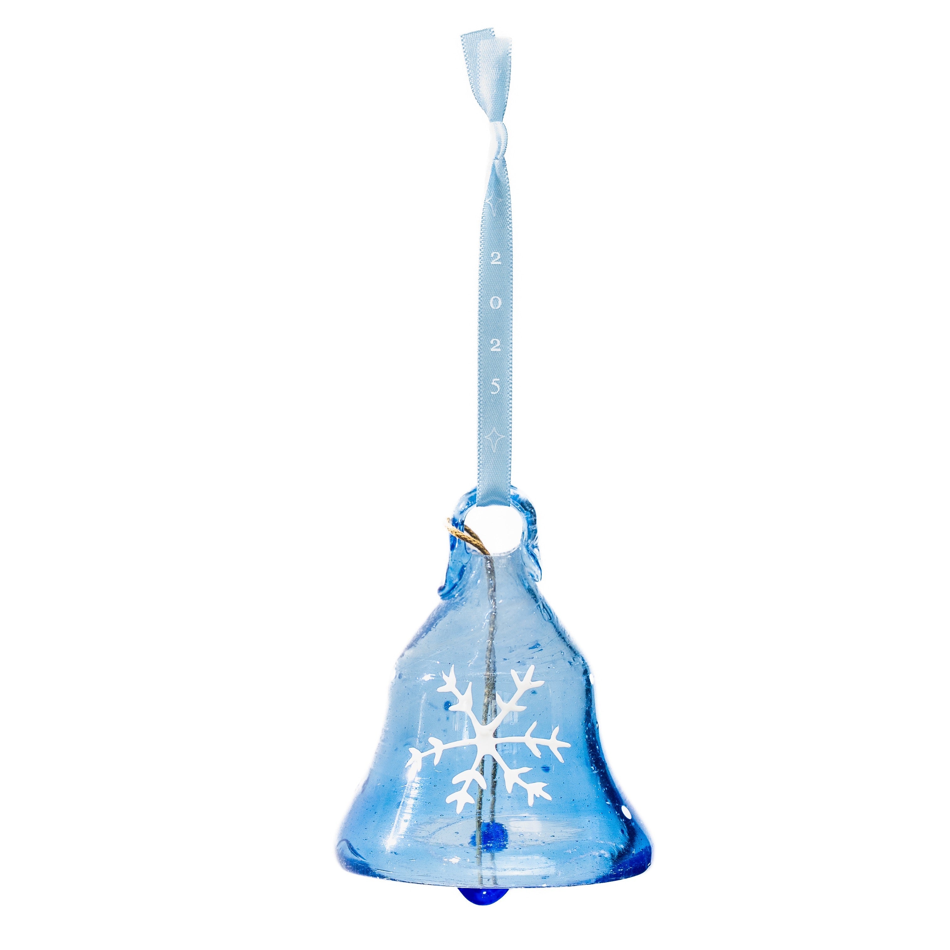 Dark Blue Snowflake Glass Bell