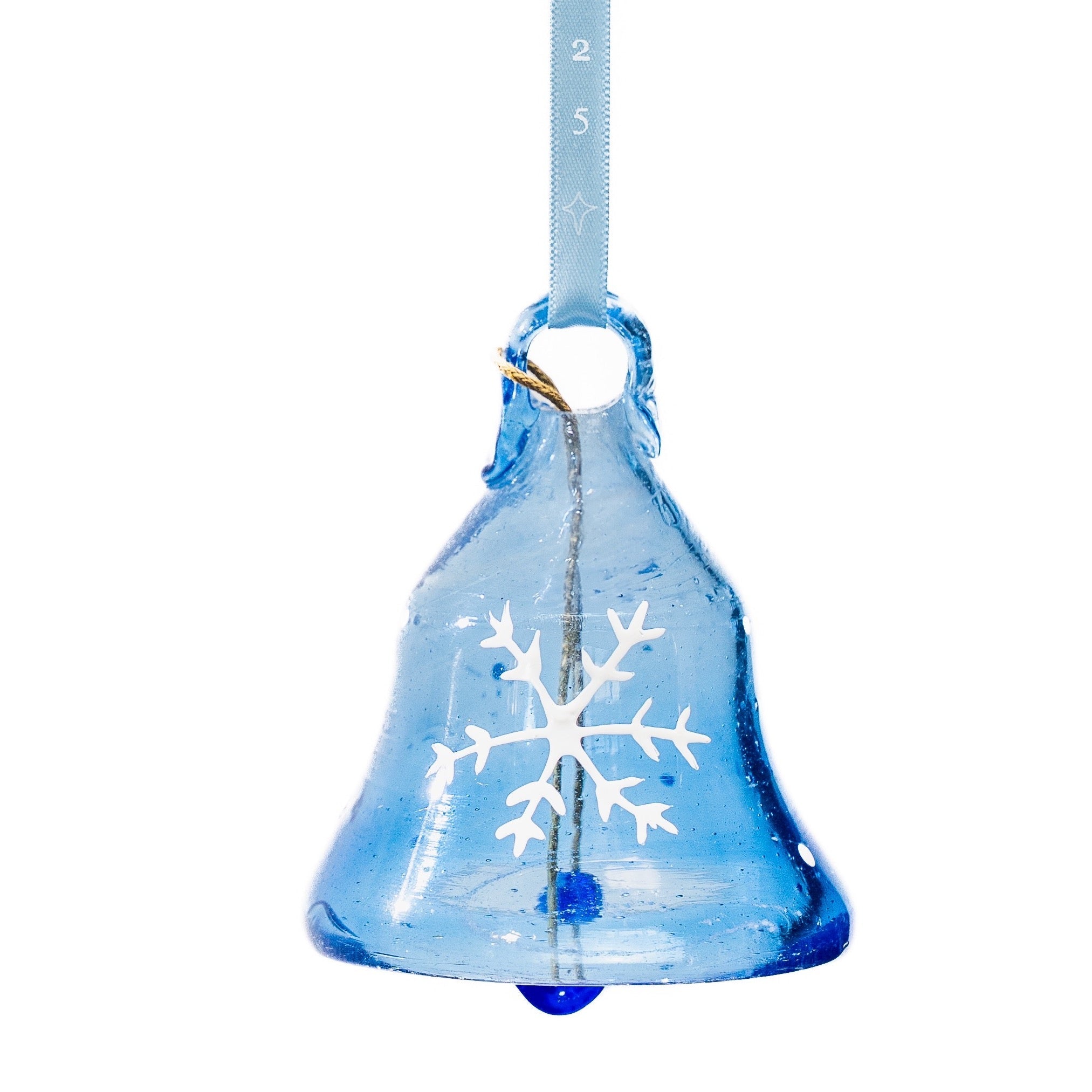 Dark Blue Snowflake Glass Bell