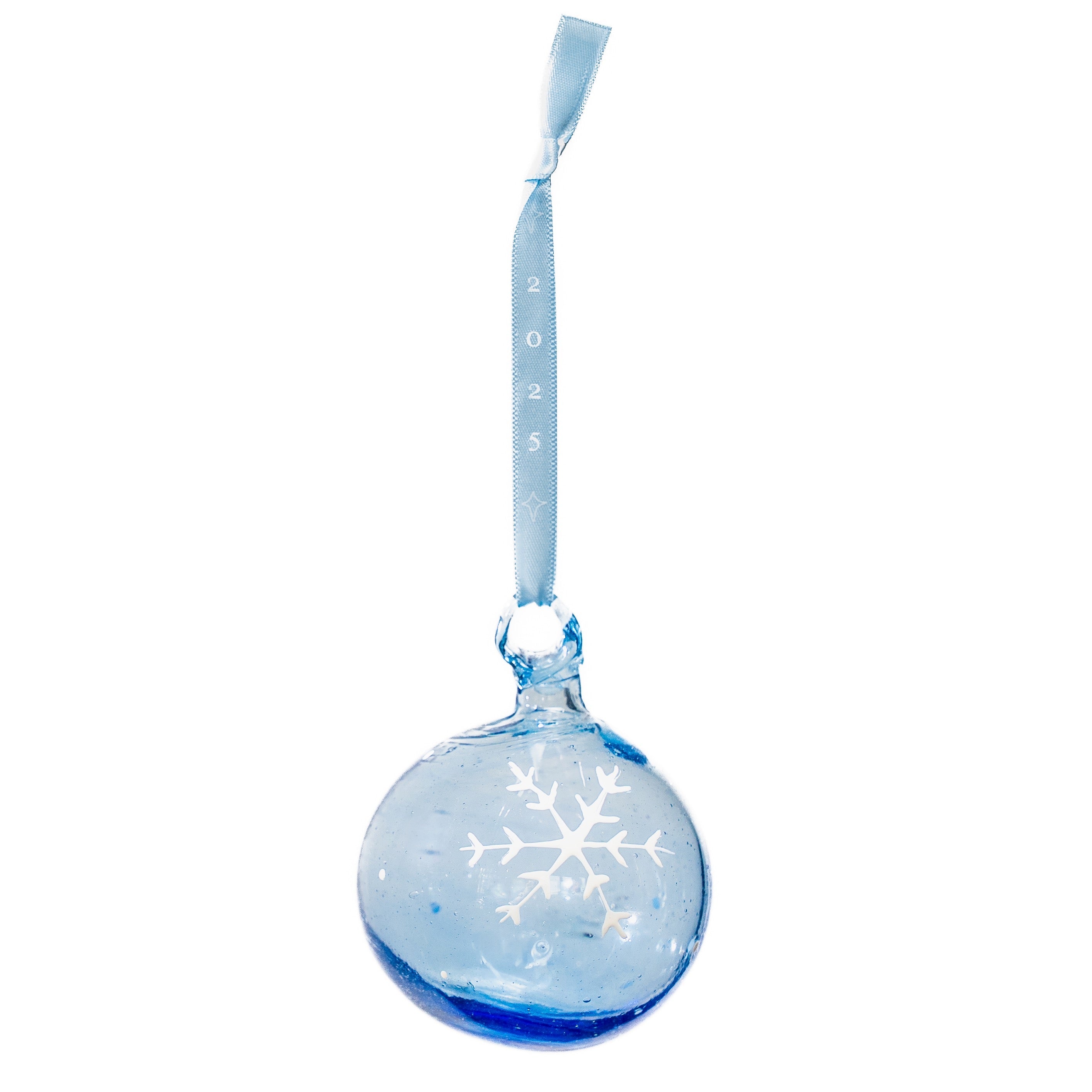Glass Baubles With White Snowflake Design						