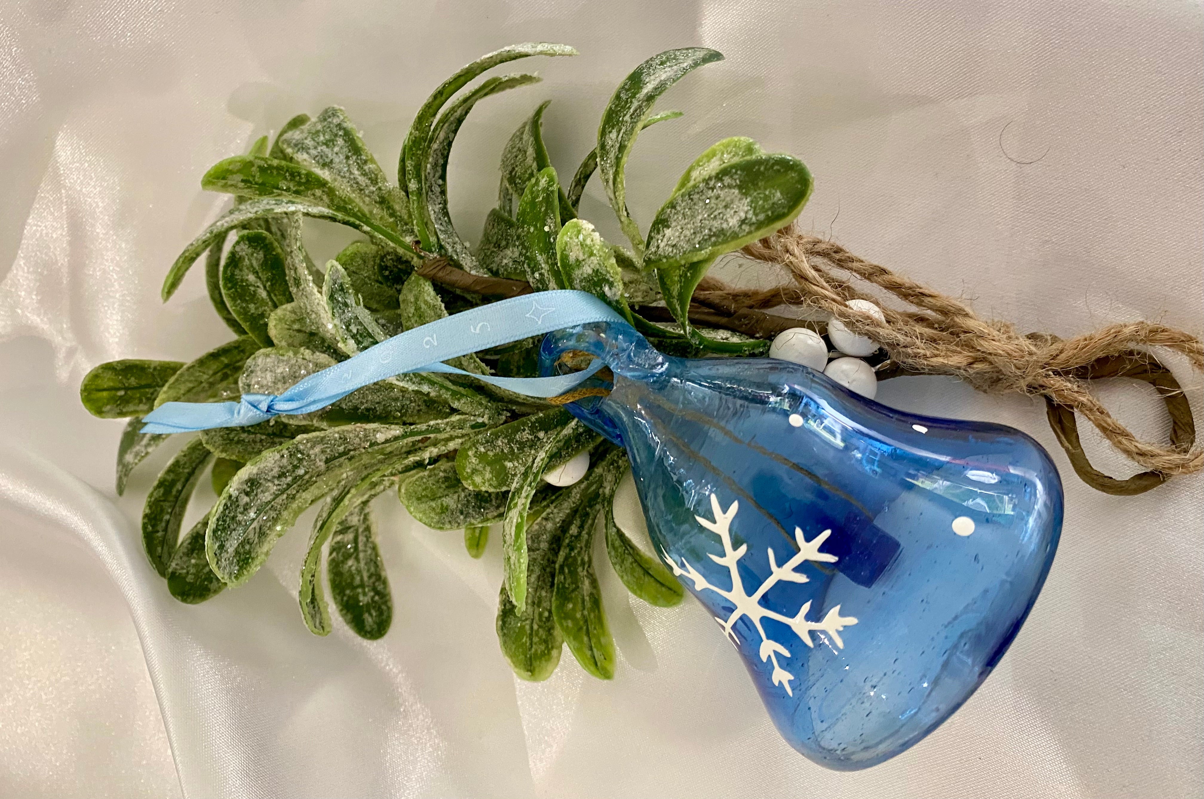 Dark Blue Snowflake Glass Bell