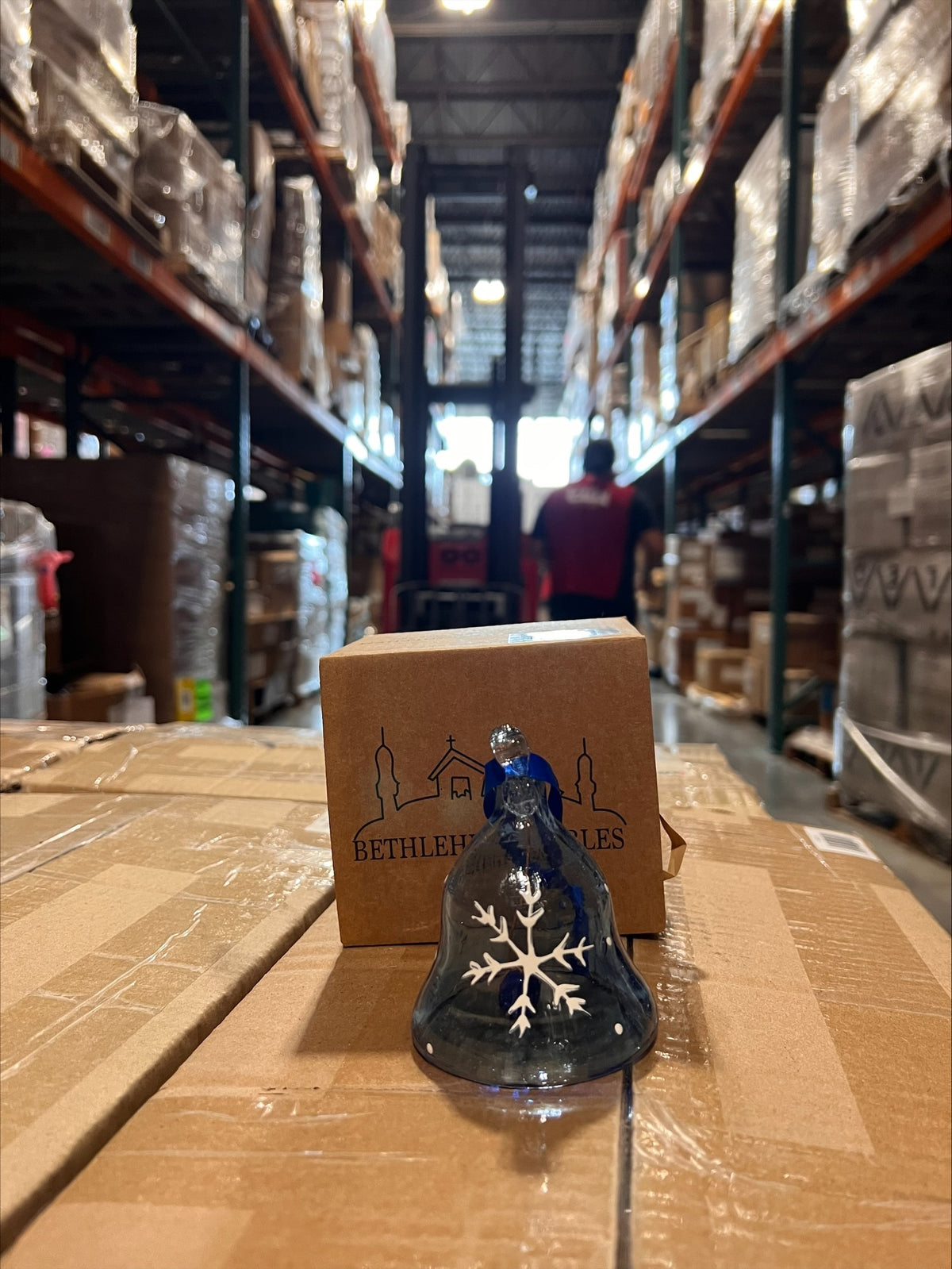 Dark Blue Snowflake Glass Bell